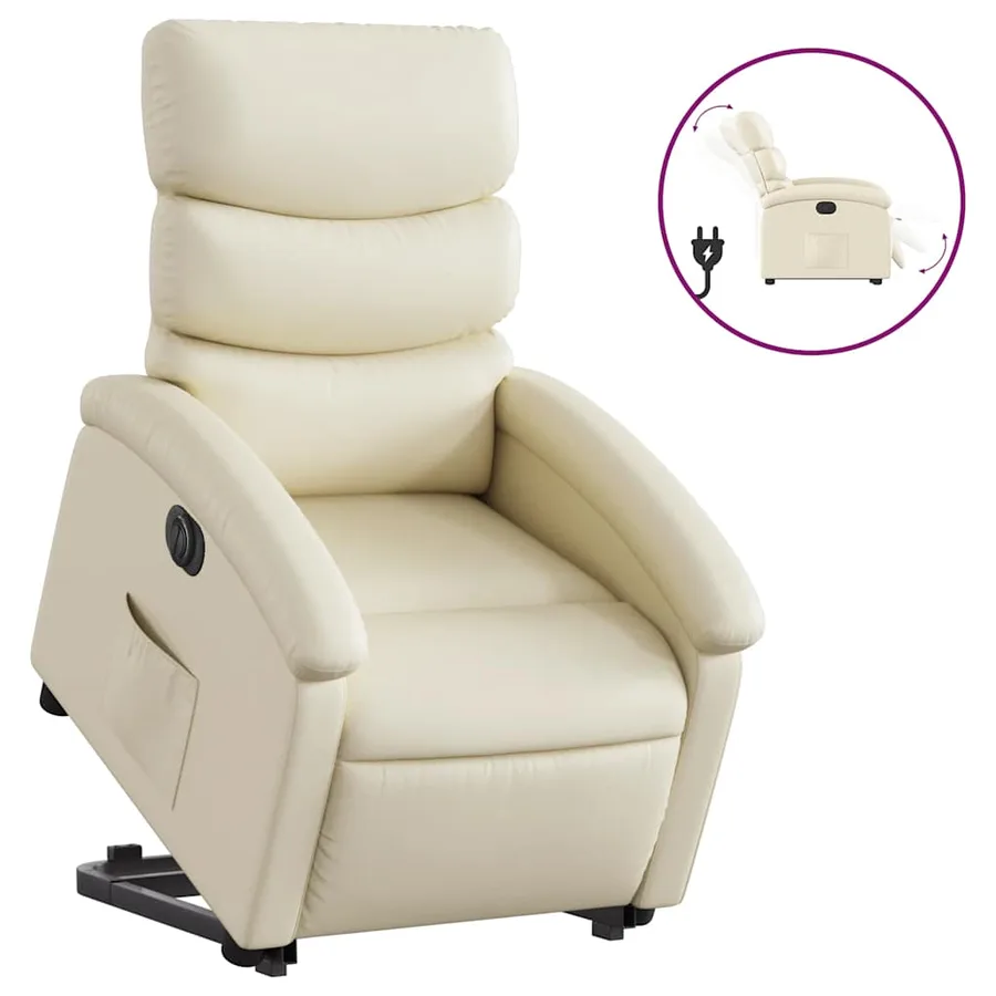 Fauteuil inclinable électrique crème similicuir - 2