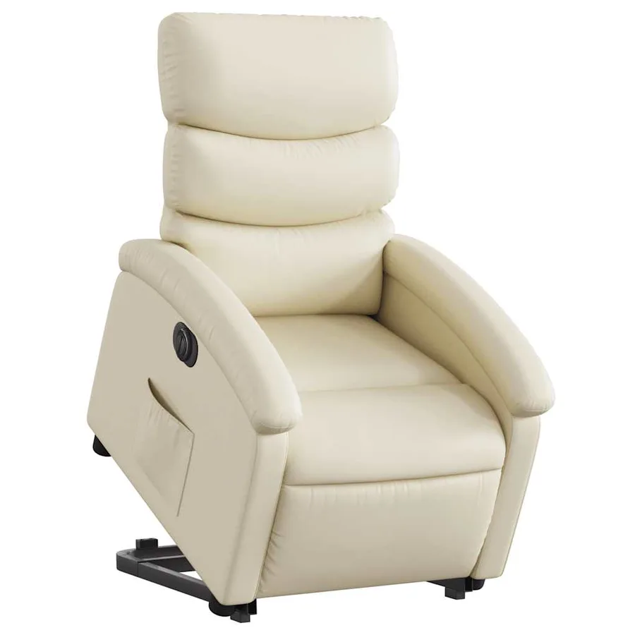 Fauteuil inclinable électrique crème similicuir - 3