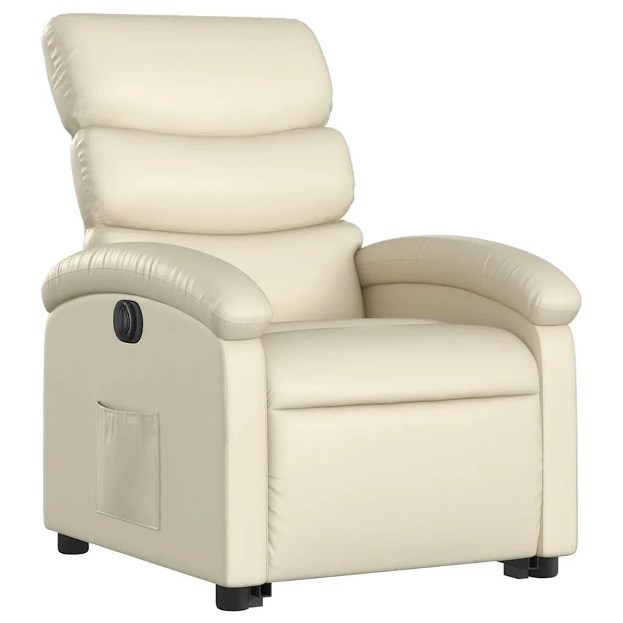 Fauteuil inclinable électrique crème similicuir - 4