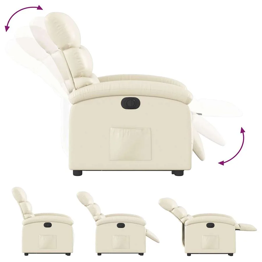 Fauteuil inclinable électrique crème similicuir - 7