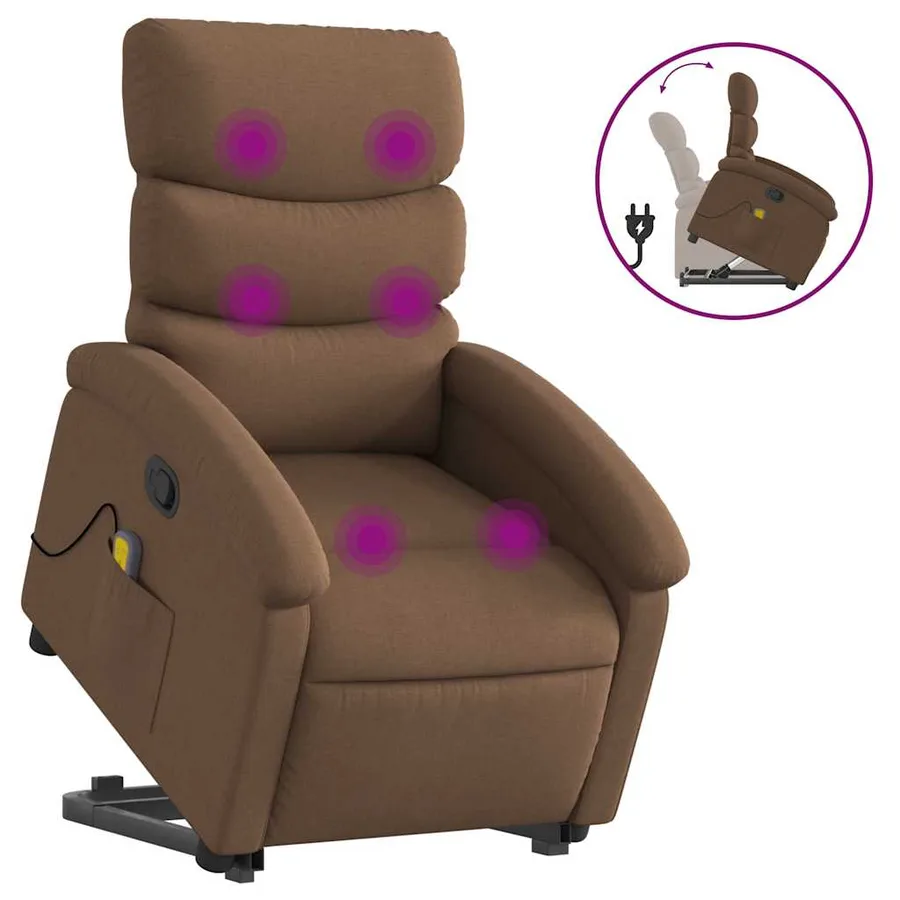 Fauteuil de massage inclinable Marron Tissu - 2