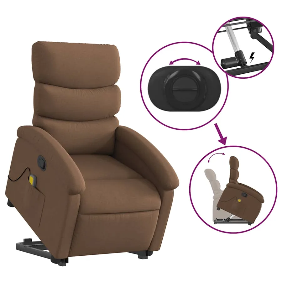 Fauteuil de massage inclinable Marron Tissu - 6