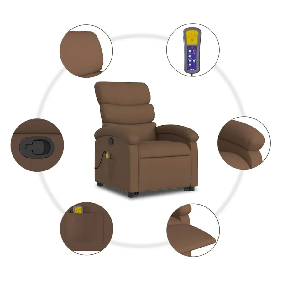 Fauteuil de massage inclinable Marron Tissu - 8