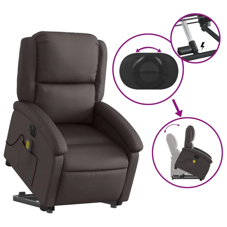 Fauteuil inclinable de massage électrique marron foncé - 11