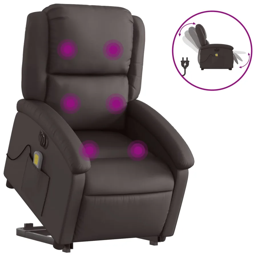 Fauteuil inclinable de massage électrique marron foncé - 2