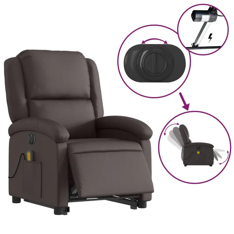 Fauteuil inclinable de massage électrique marron foncé - 6