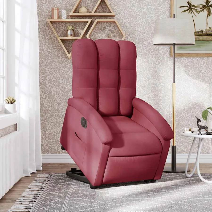 Fauteuil inclinable électrique rouge bordeaux tissu - 15
