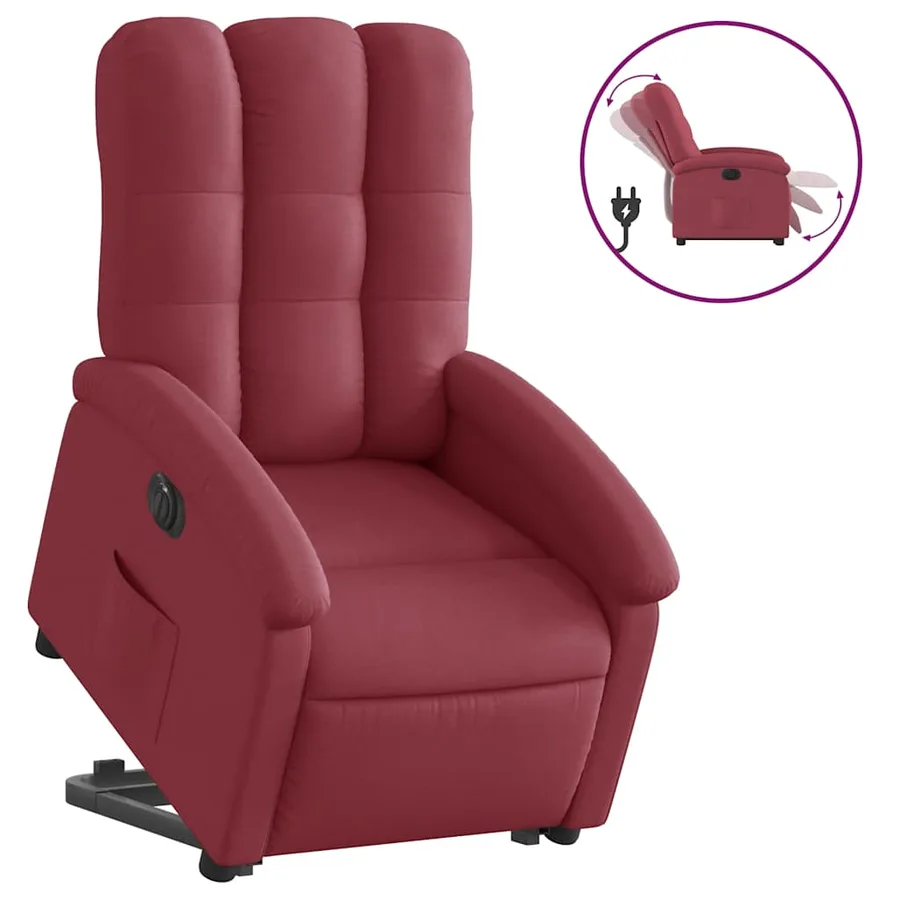 Fauteuil inclinable électrique rouge bordeaux tissu - 2