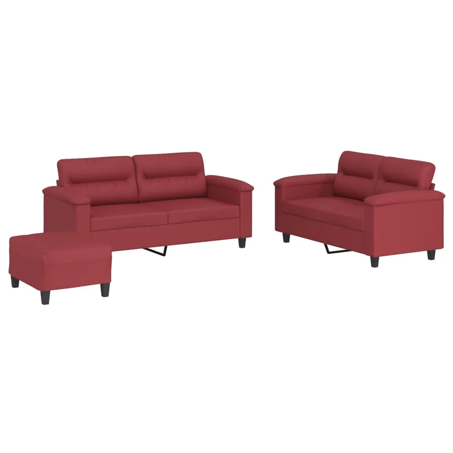 Ensemble de canapés 3 pcs et coussins Rouge bordeaux Similicuir - 2