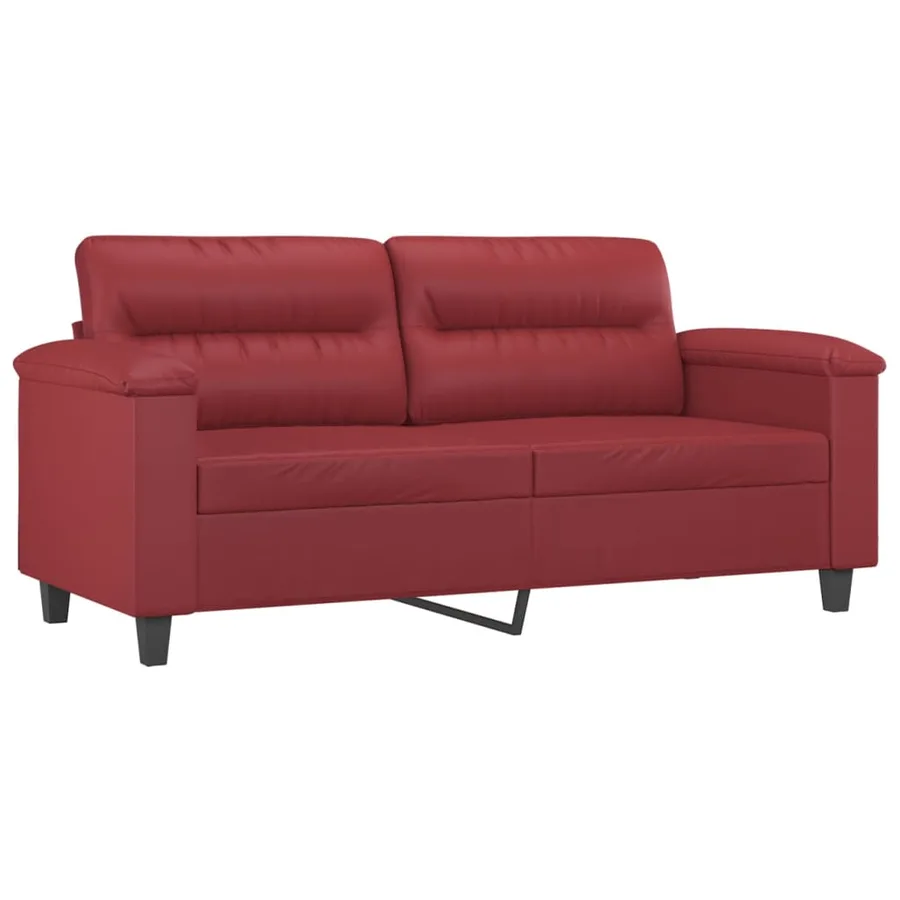 Ensemble de canapés 3 pcs et coussins Rouge bordeaux Similicuir - 4