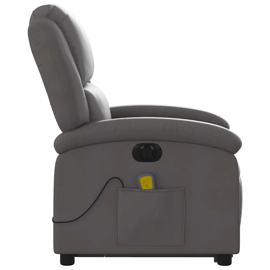 Fauteuil inclinable de massage électrique gris cuir véritable - 10