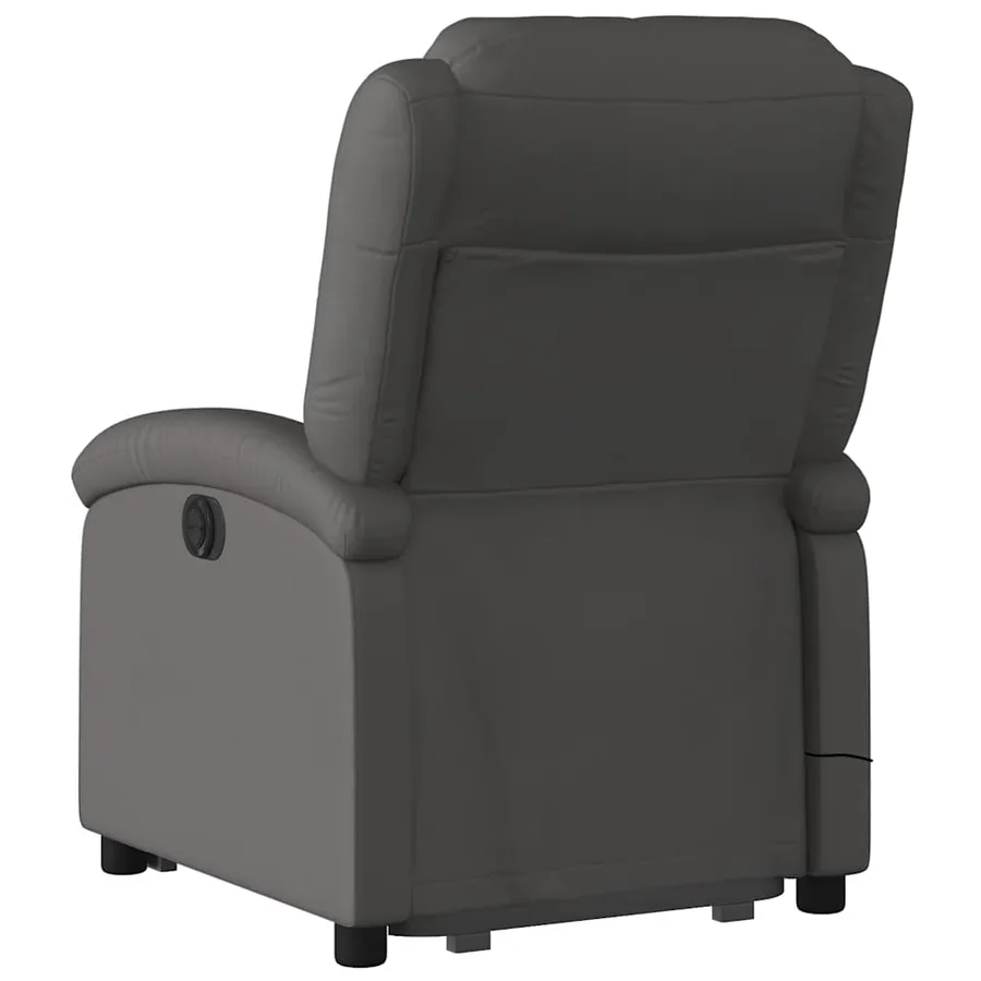 Fauteuil inclinable de massage électrique gris cuir véritable - 5