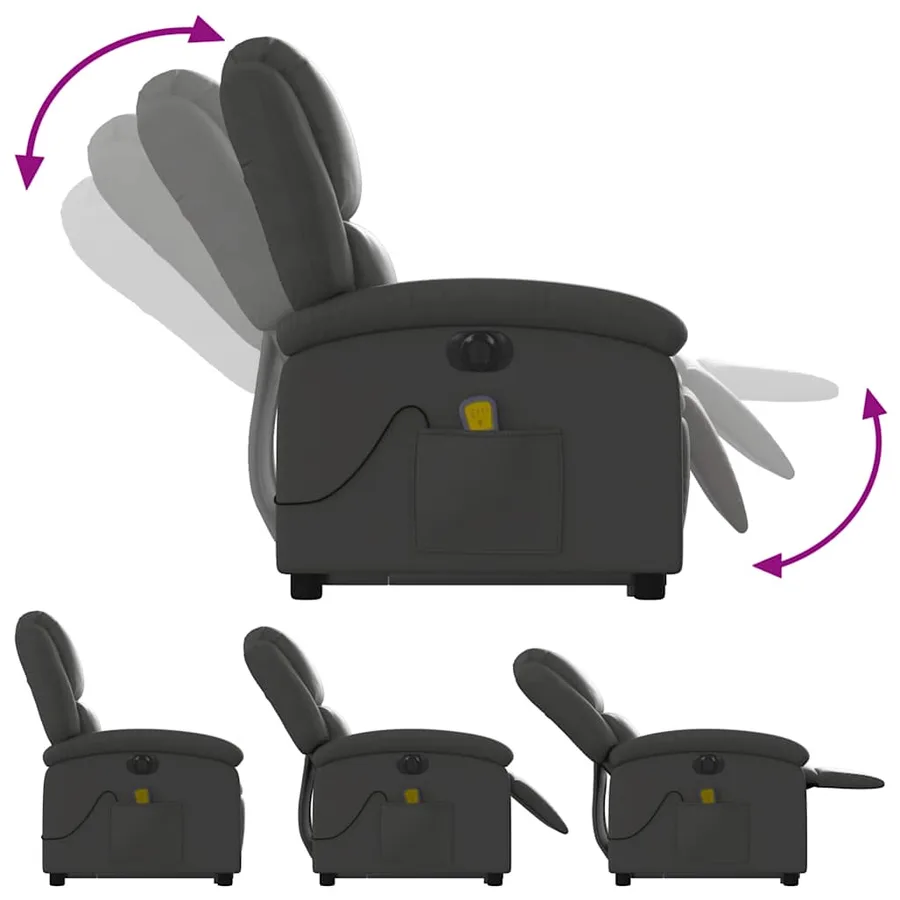 Fauteuil inclinable de massage électrique gris cuir véritable - 7