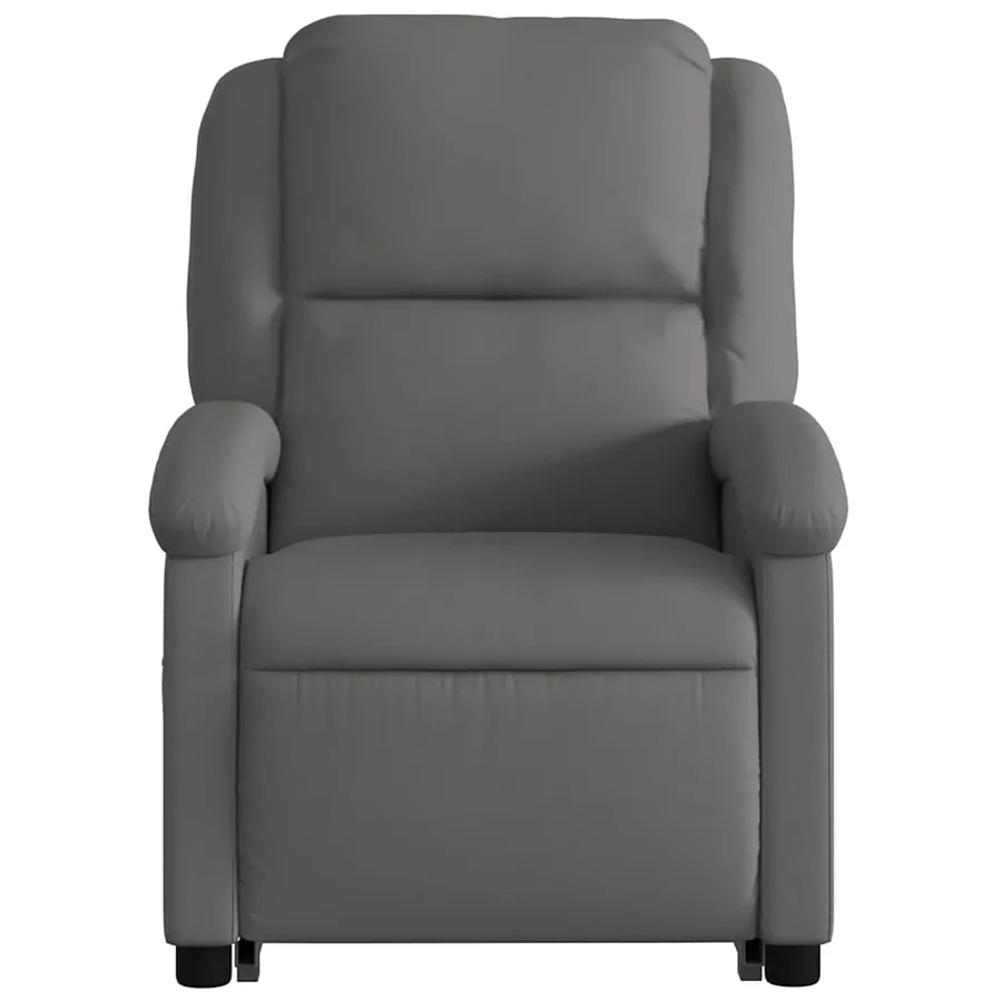 Fauteuil inclinable de massage électrique gris cuir véritable - 9