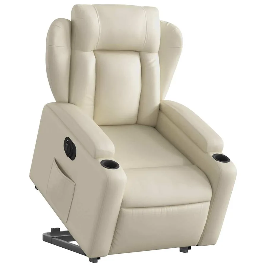Fauteuil inclinable électrique crème similicuir - 3