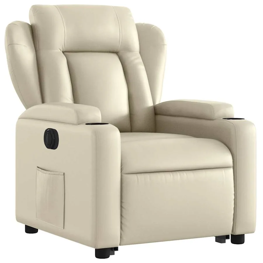 Fauteuil inclinable électrique crème similicuir - 4
