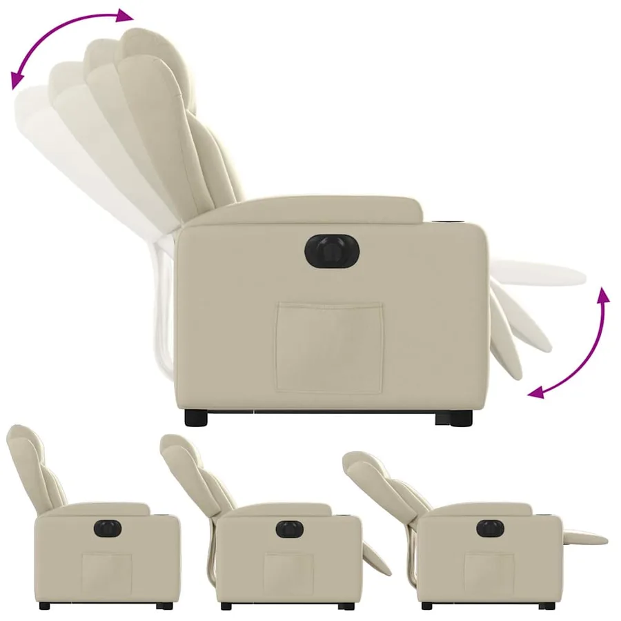 Fauteuil inclinable électrique crème similicuir - 7