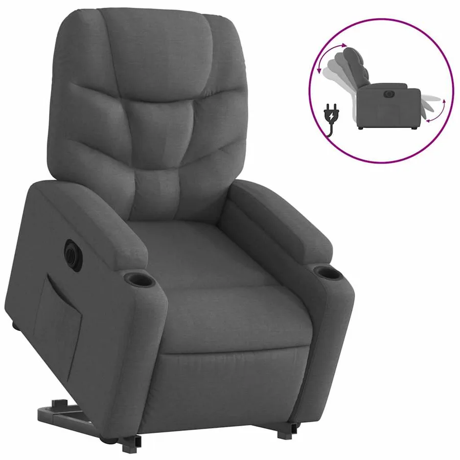 Fauteuil inclinable électrique gris foncé tissu - 2