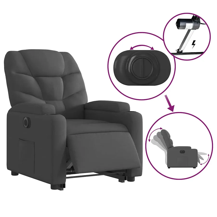 Fauteuil inclinable électrique gris foncé tissu - 6