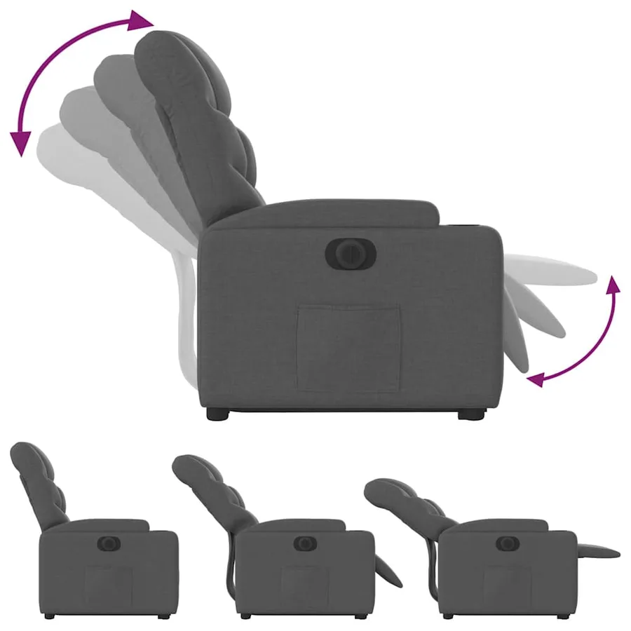 Fauteuil inclinable électrique gris foncé tissu - 7