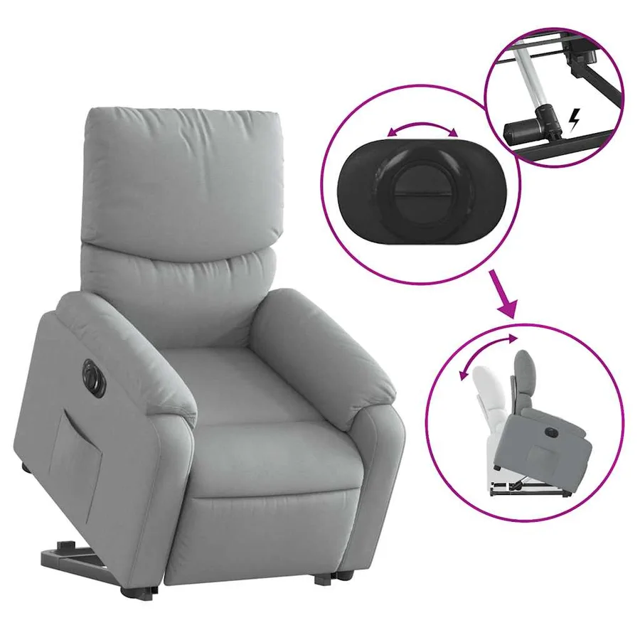 Fauteuil inclinable électrique gris clair tissu - 11
