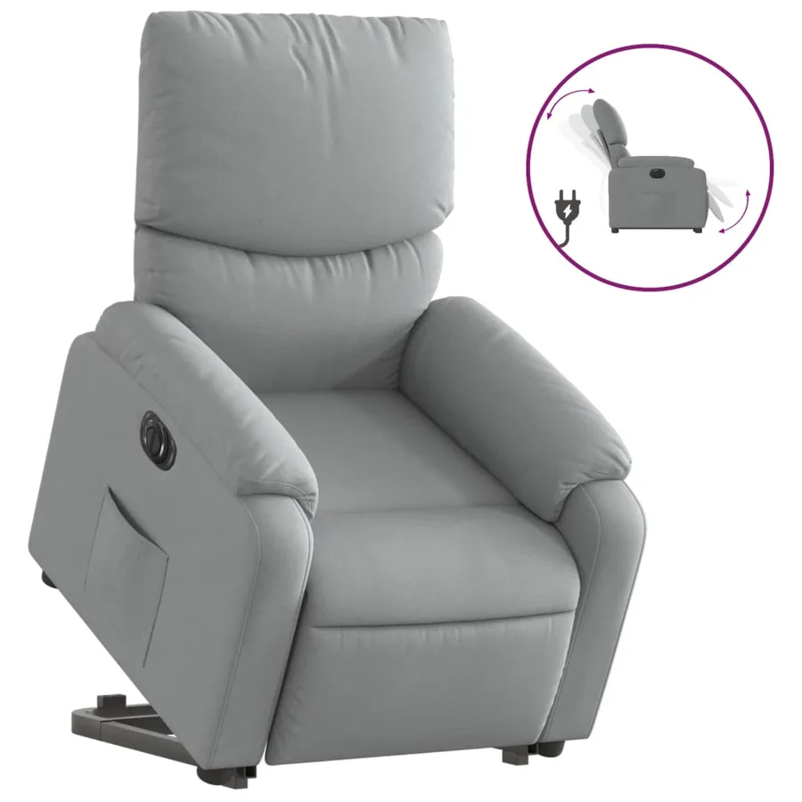 Fauteuil inclinable électrique gris clair tissu - 2
