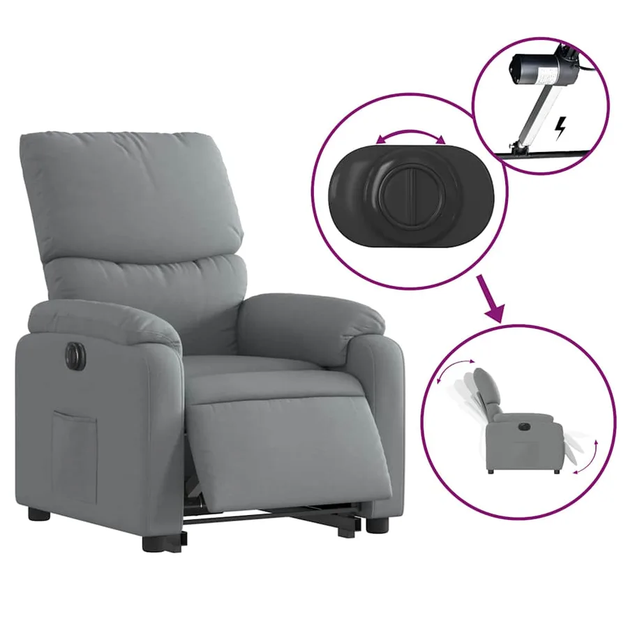 Fauteuil inclinable électrique gris clair tissu - 6