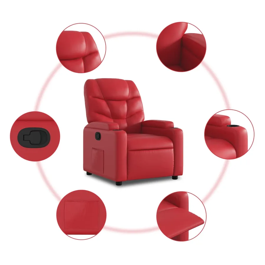 Fauteuil inclinable Rouge Similicuir - 8