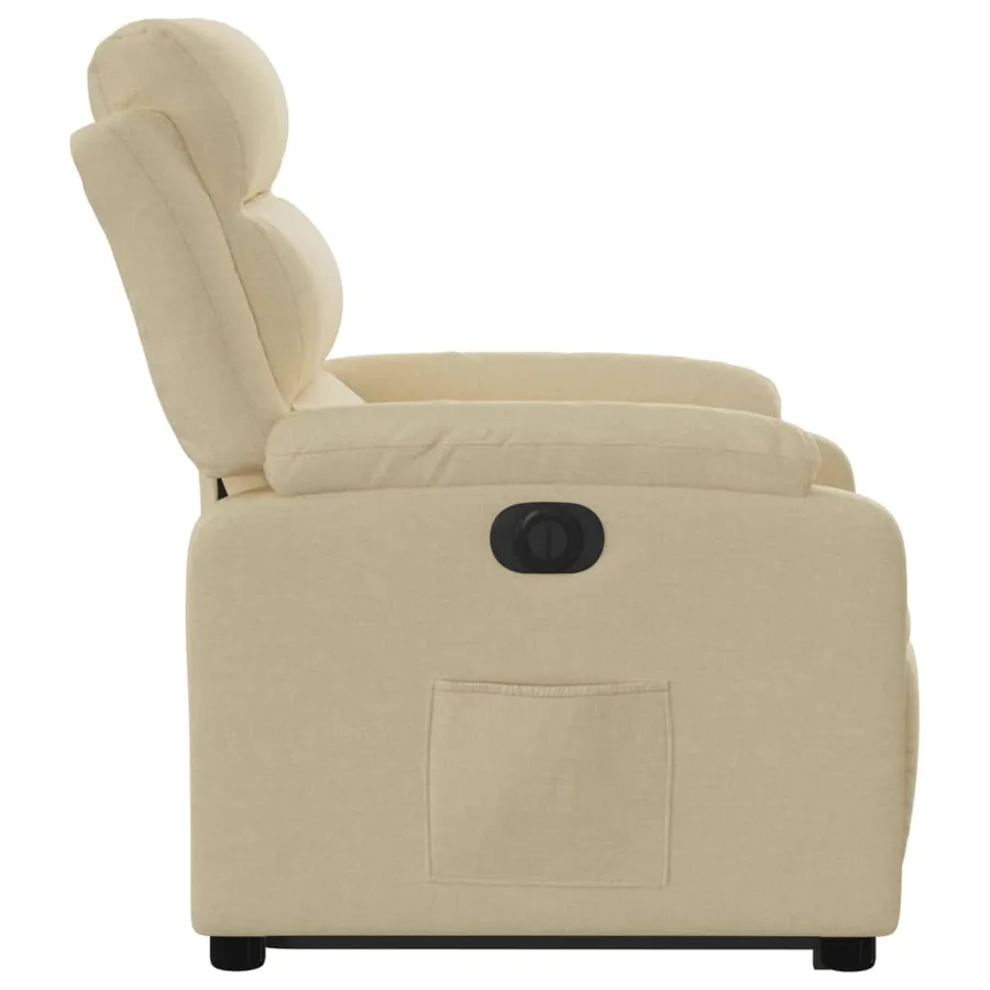 Fauteuil inclinable électrique crème tissu - 10