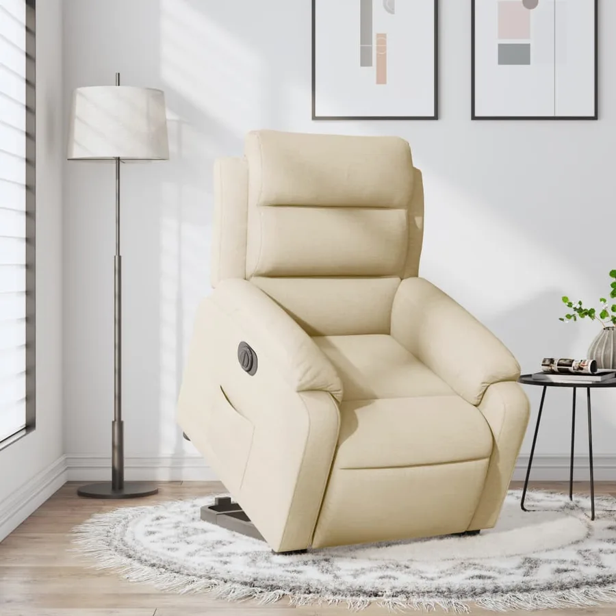 Fauteuil inclinable électrique crème tissu - 15
