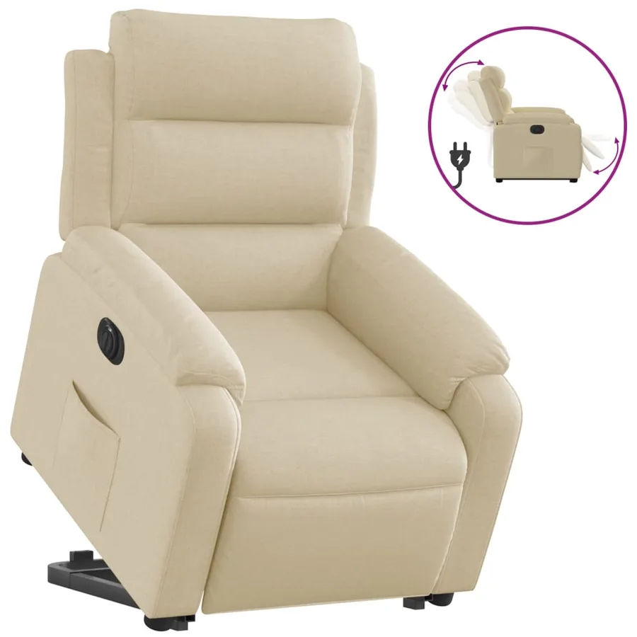 Fauteuil inclinable électrique crème tissu - 2