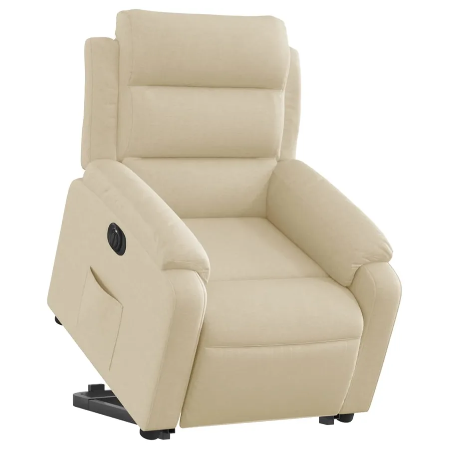 Fauteuil inclinable électrique crème tissu - 3
