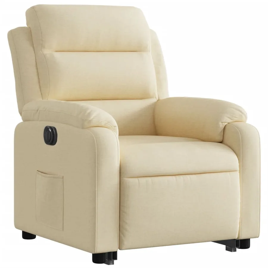Fauteuil inclinable électrique crème tissu - 4