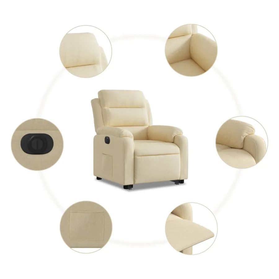 Fauteuil inclinable électrique crème tissu - 8