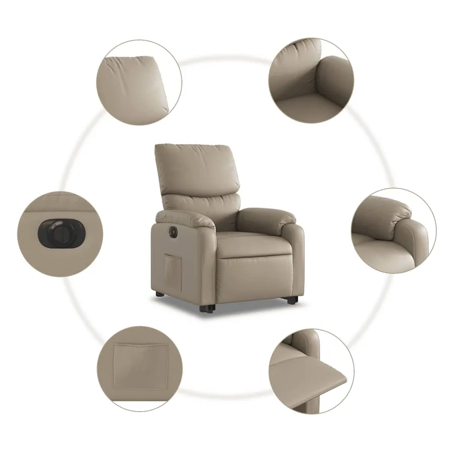 Fauteuil inclinable électrique cappuccino similicuir - 8