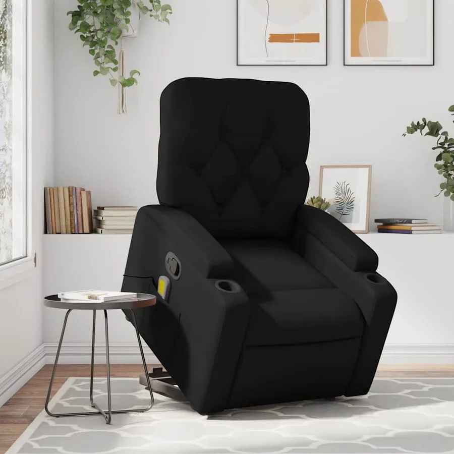 Fauteuil inclinable de massage Noir Similicuir - 16
