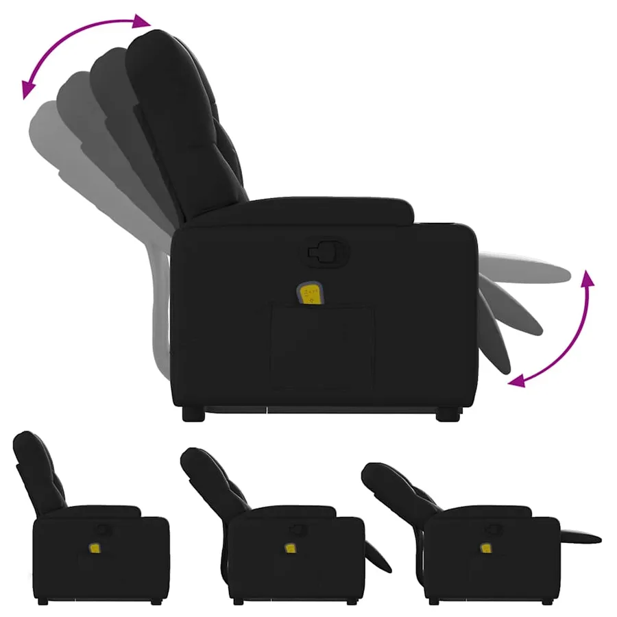 Fauteuil inclinable de massage Noir Similicuir - 7