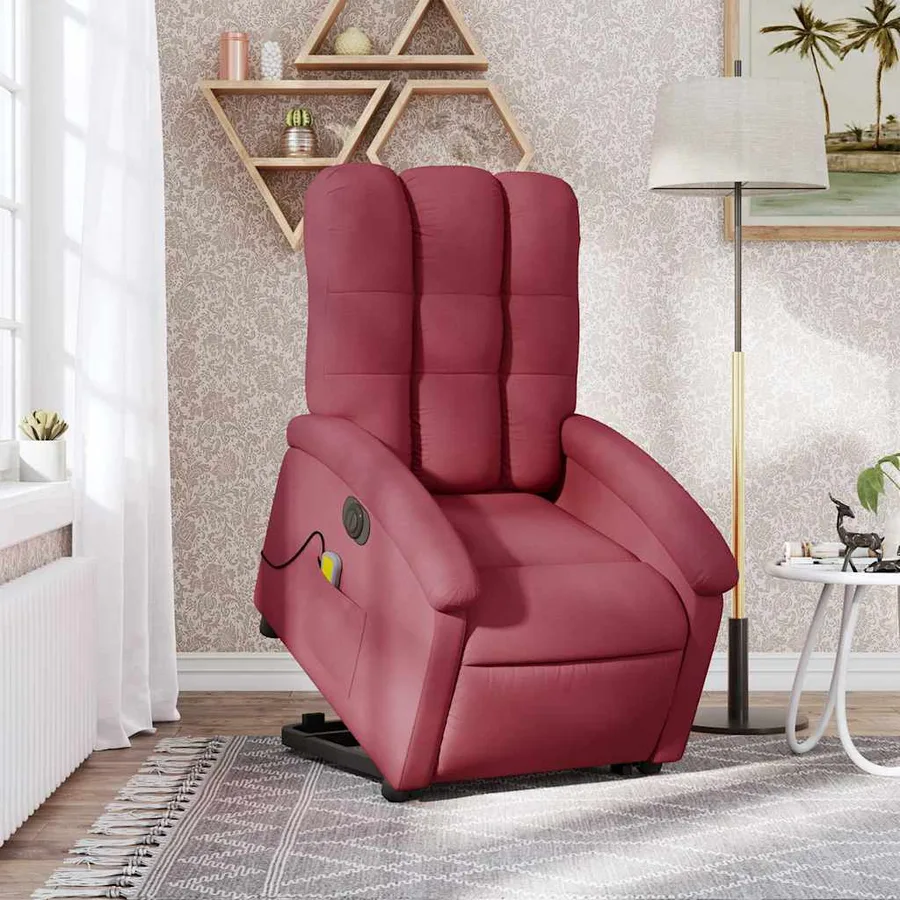 Fauteuil inclinable de massage électrique Rouge bordeaux Tissu - 16