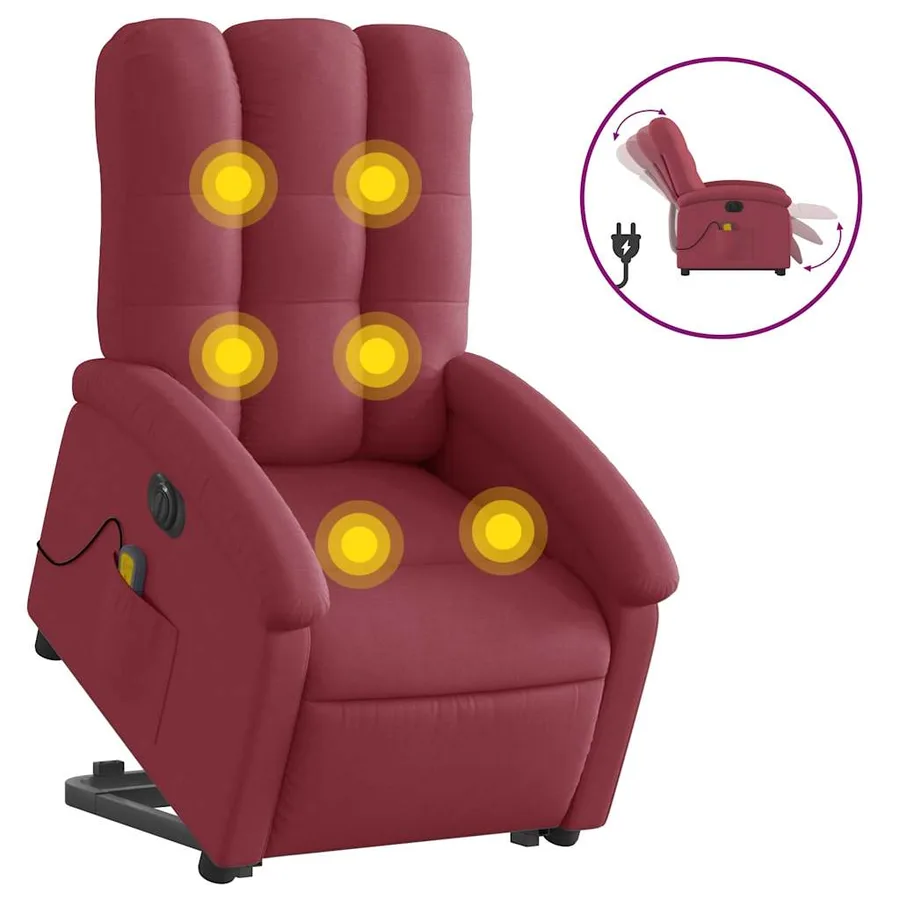 Fauteuil inclinable de massage électrique Rouge bordeaux Tissu - 2