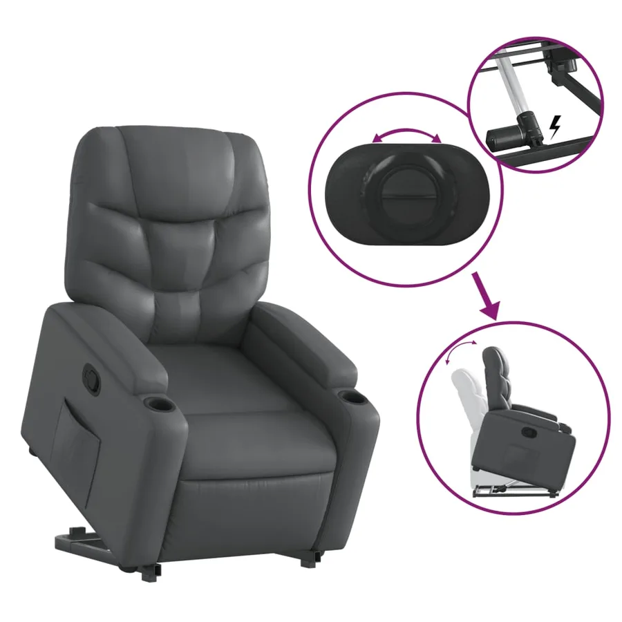 Fauteuil inclinable Gris Similicuir - 6