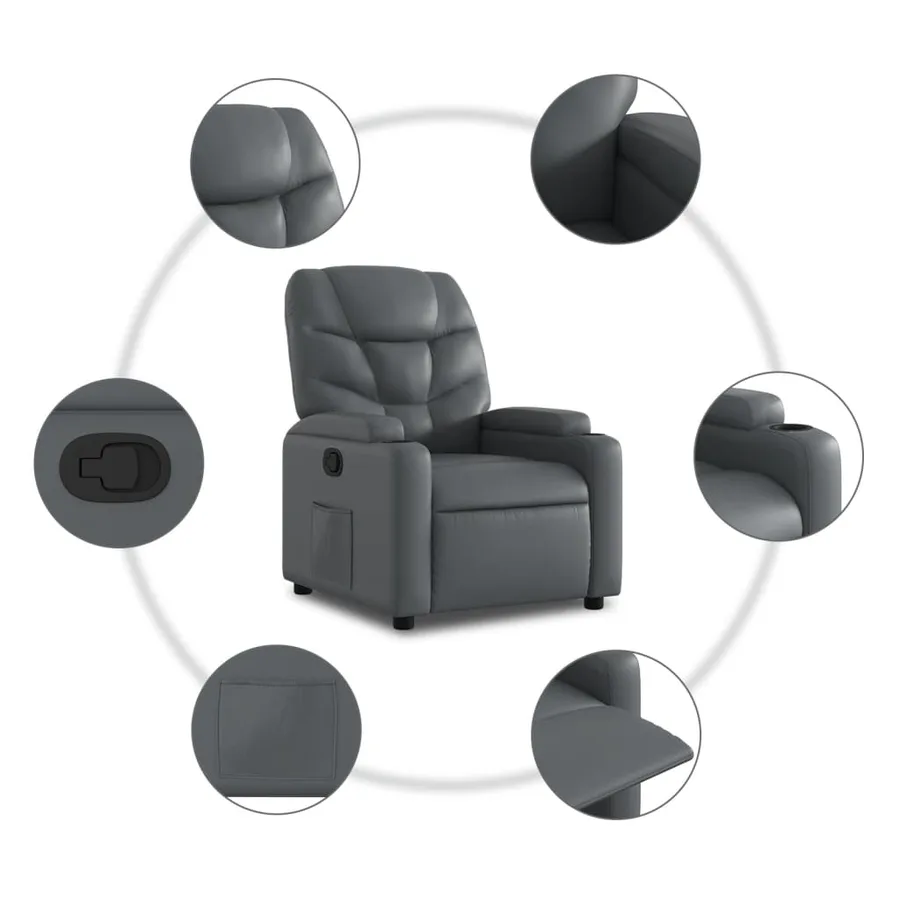 Fauteuil inclinable Gris Similicuir - 8