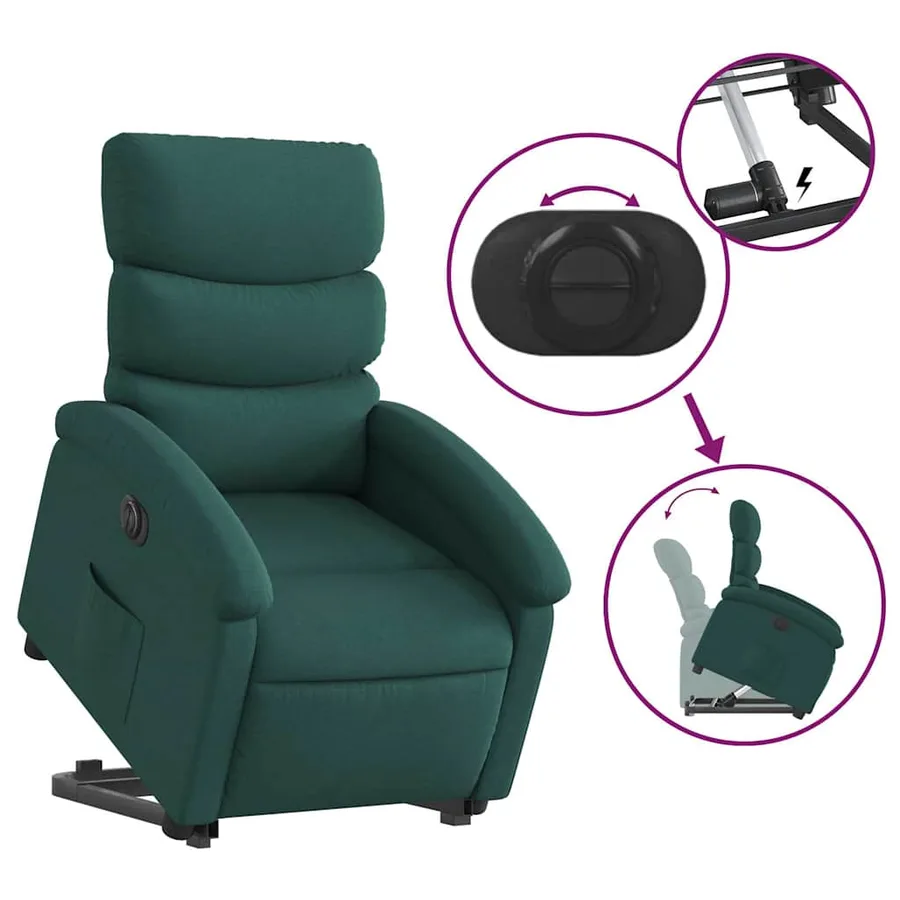 Fauteuil inclinable électrique vert foncé tissu - 11