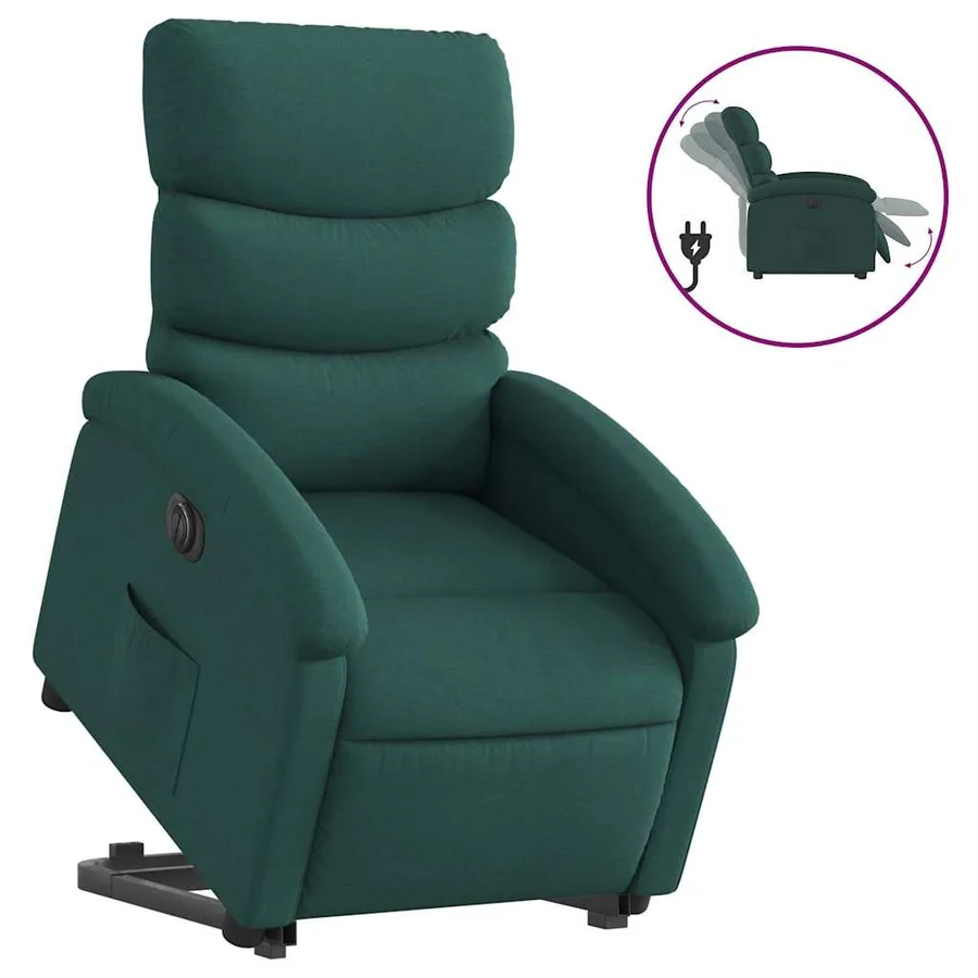 Fauteuil inclinable électrique vert foncé tissu - 2