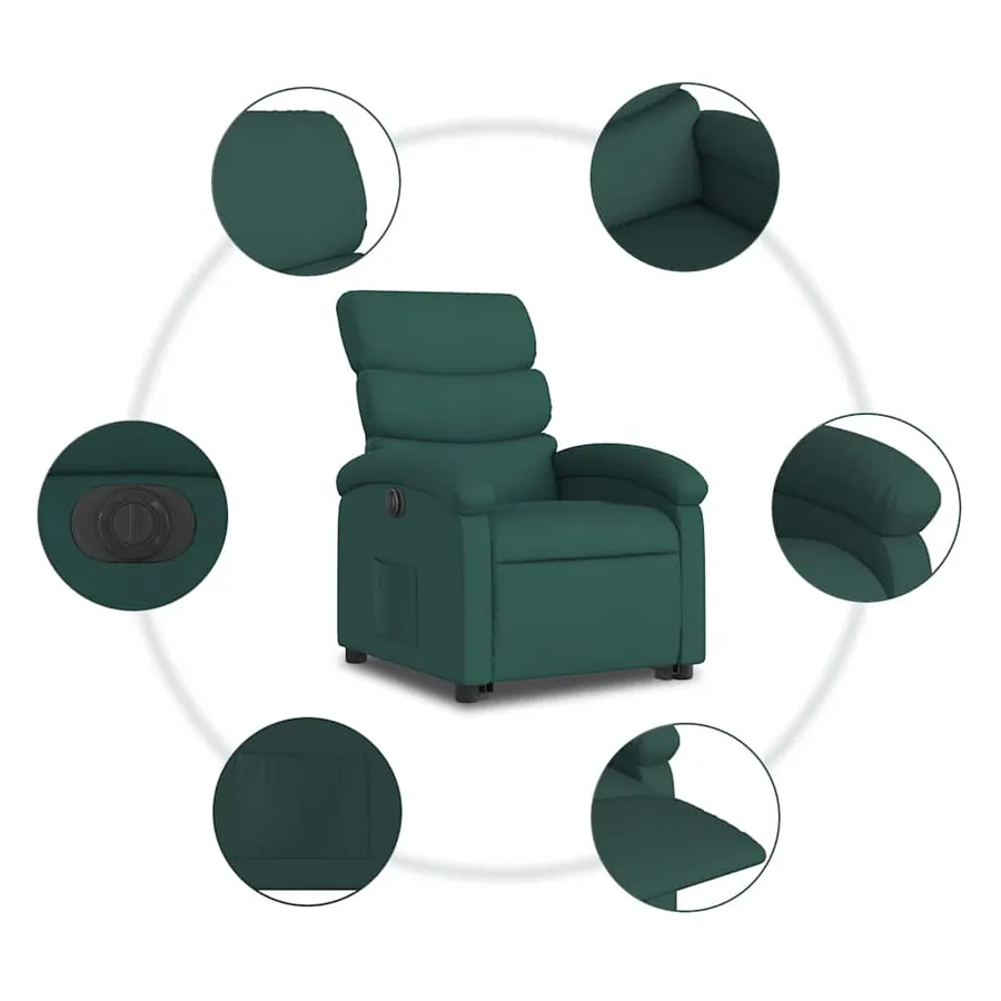 Fauteuil inclinable électrique vert foncé tissu - 8