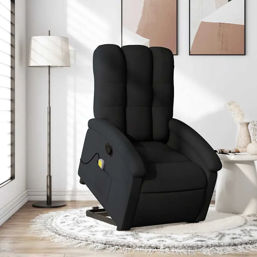 Fauteuil de massage inclinable Noir Tissu - 16