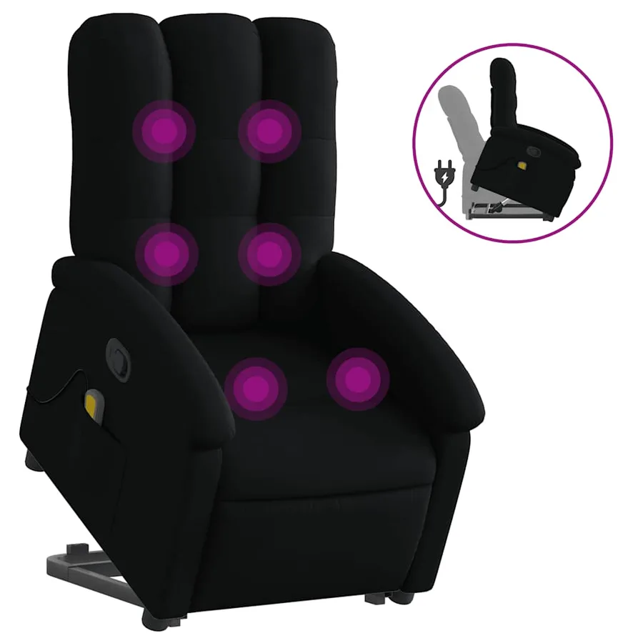 Fauteuil de massage inclinable Noir Tissu - 2