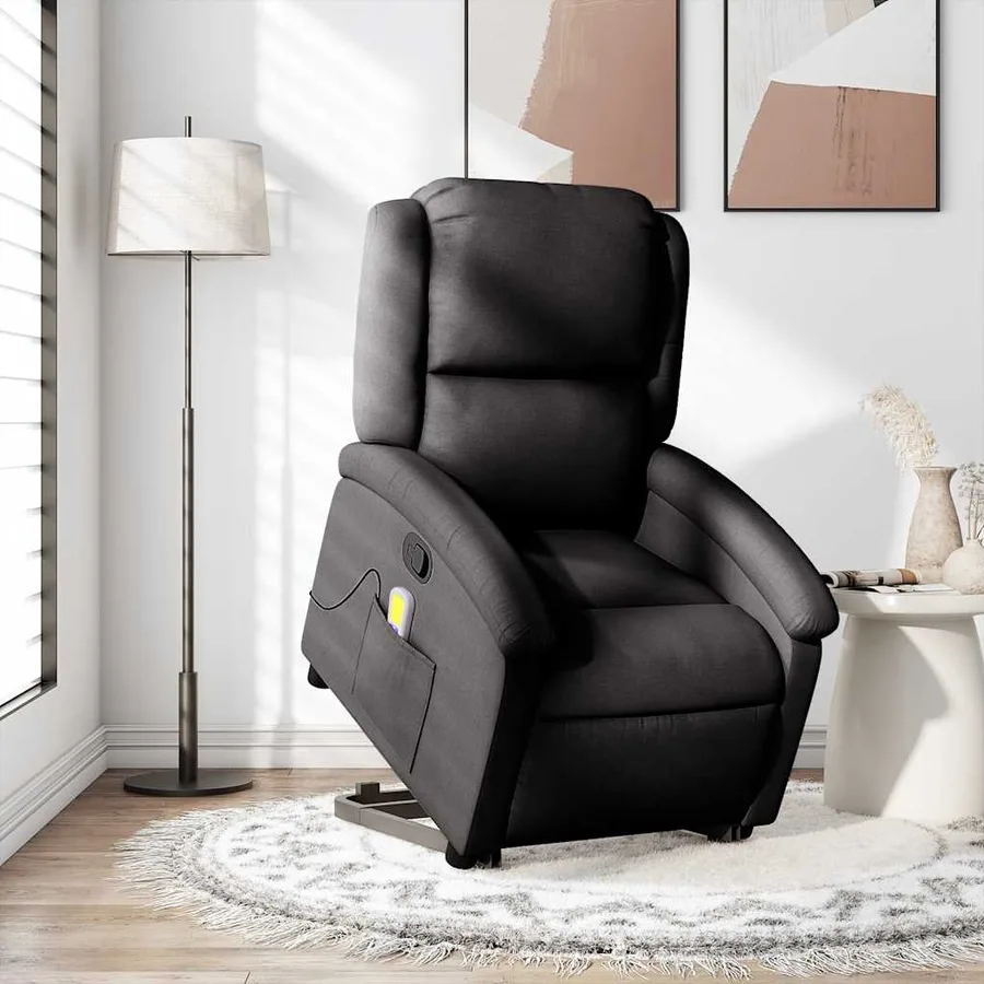 Fauteuil de massage inclinable Noir Tissu - 15