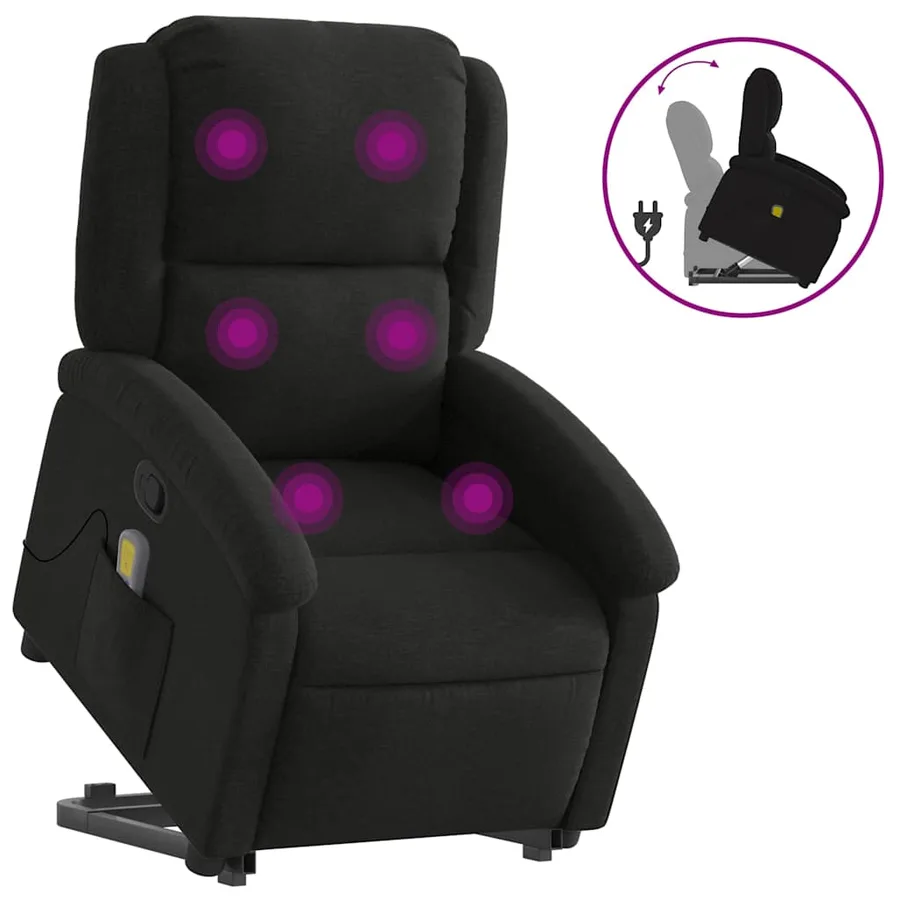 Fauteuil de massage inclinable Noir Tissu - 2