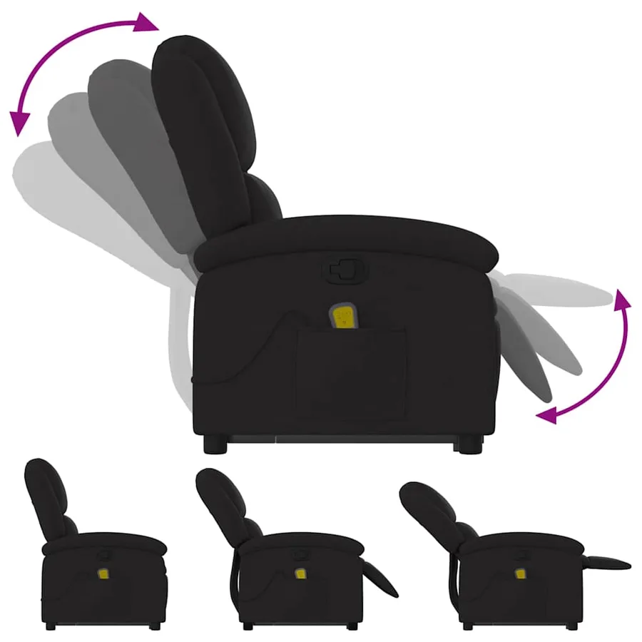 Fauteuil de massage inclinable Noir Tissu - 7