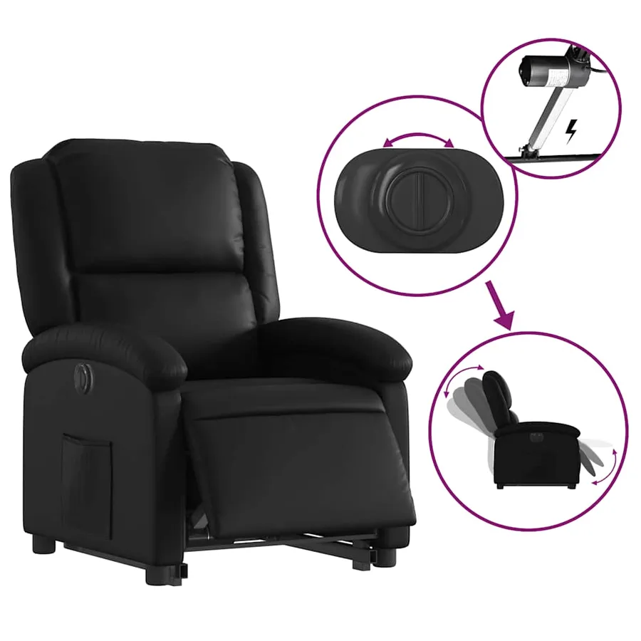 Fauteuil inclinable électrique noir similicuir - 6